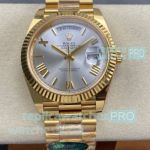 Swiss Replica ARF 3255 Yellow Gold Rolex Day-Date Silver Face Watch 40mm 